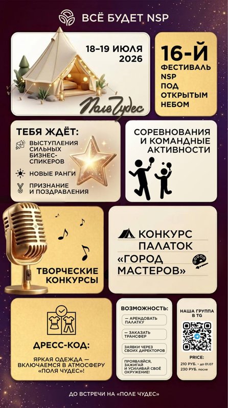 ОТКРЫВАЕМ 16-й СЕЗОН ФЕСТИВАЛЯ ПОД ОТКРЫТЫМ НЕБОМ «ВСЕ БУДЕТ NSP»